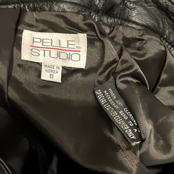 Pelle Studio Genuine Leather Skirt Fully Lined Black w/ Slit in back Size 8 EUC - Picture 12 of 15